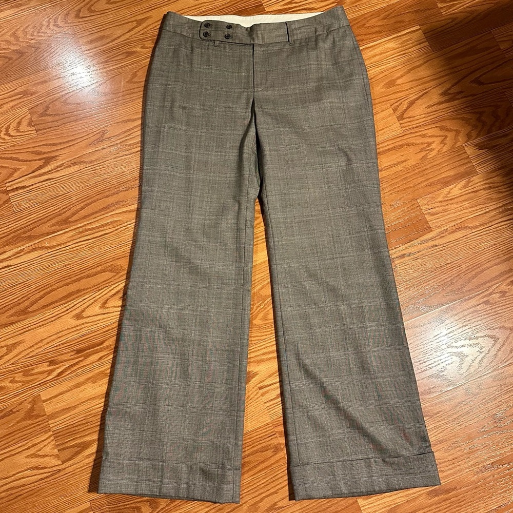 Banana Republic Wool Gray Dress Pants Trousers Wide Leg cuffed size 10